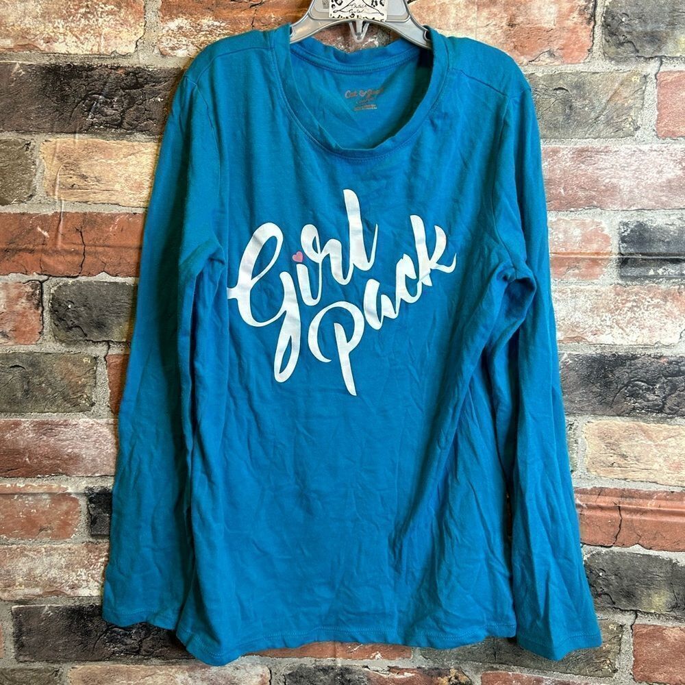 5 for $25🔥Cat & Jack Blue "Girl Power" T-Shirt Size Girls Large (10-12)